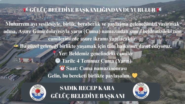 AŞURE GÜNÜ PROGRAMINA TÜM HALKIMIZ DAVETLİDİR...