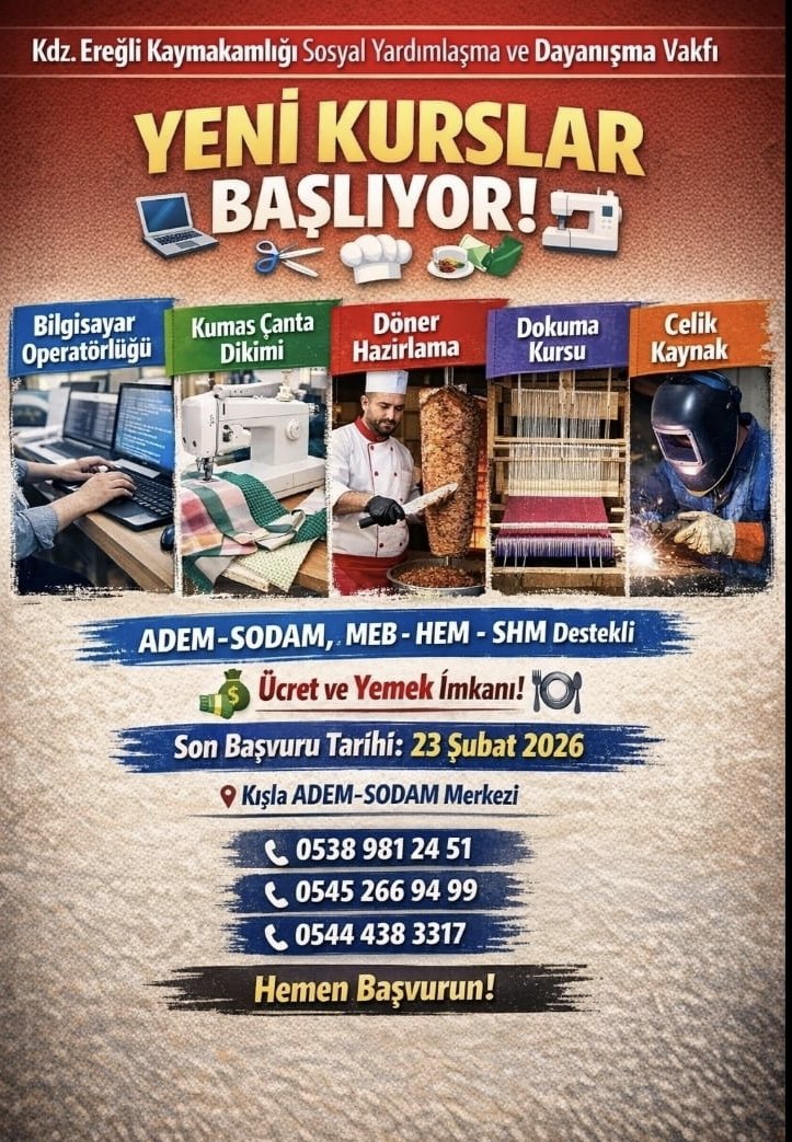 KURS BAŞVURULARI BAŞLADI...