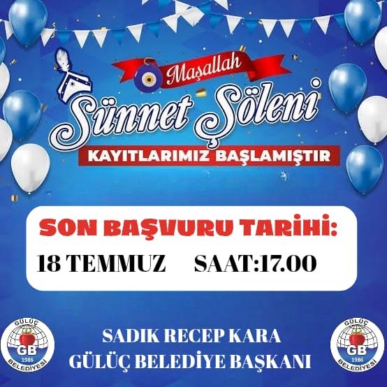 GÜLÜÇ BELEDİYE BAŞKANLIĞINDAN DUYURULUR