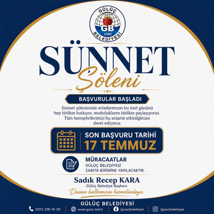 GÜLÜÇ BELEDİYESİ SÜNNET ŞÖLENİ BAŞVURULARI BAŞLADI