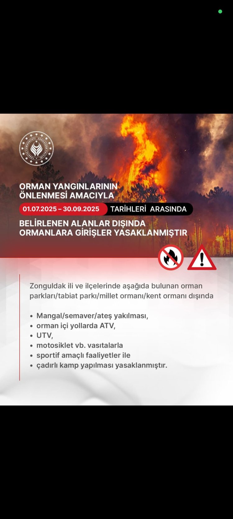 ZONGULDAK VALİLİĞİNDEN DUYURULUR !